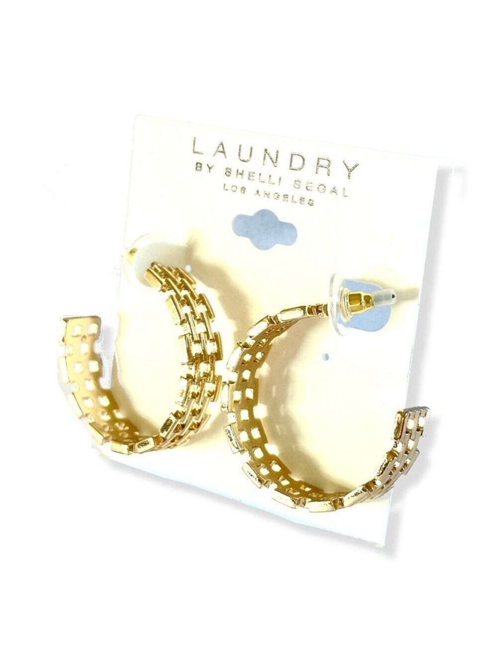 LAUNDRY by Shelli Segal Modern Gold-Tone Hoop Earrings | NWT